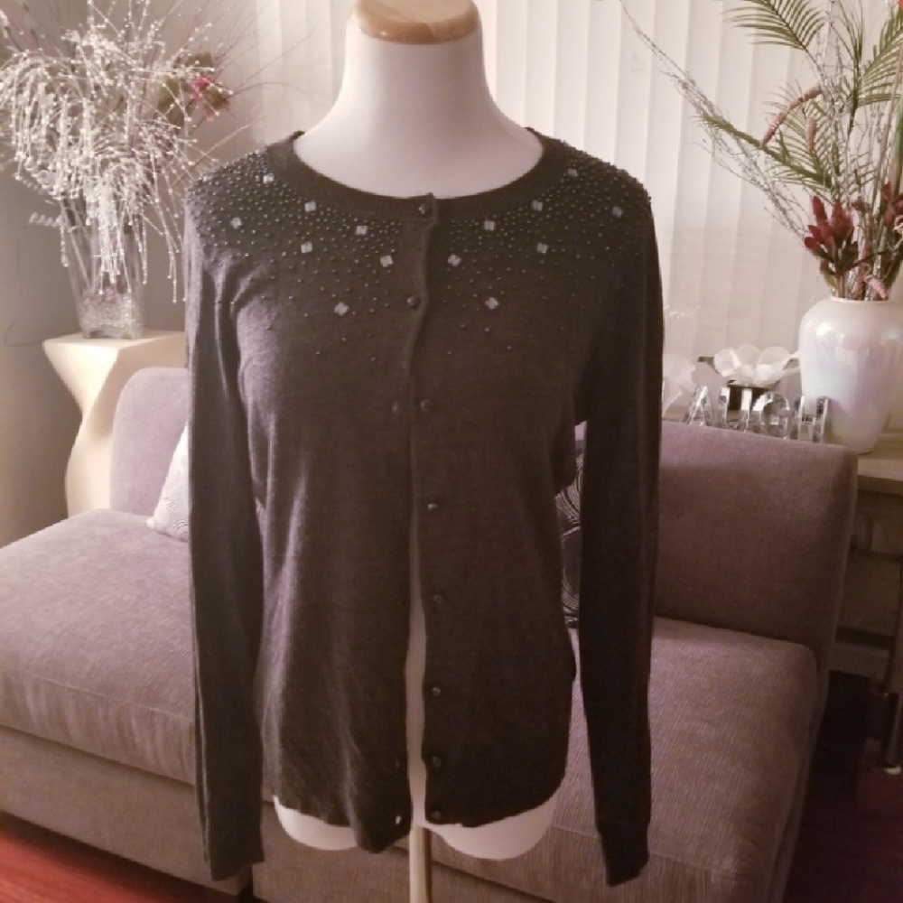 New York & Company Beaded Cardigan